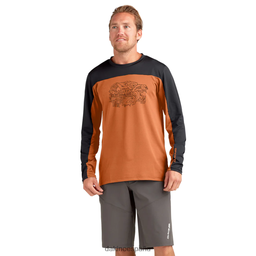 maillot ciclista de manga larga sinclinal papaya naranja espigar lobo Dakine hombres ropa 2VTF0X146 - Image 3