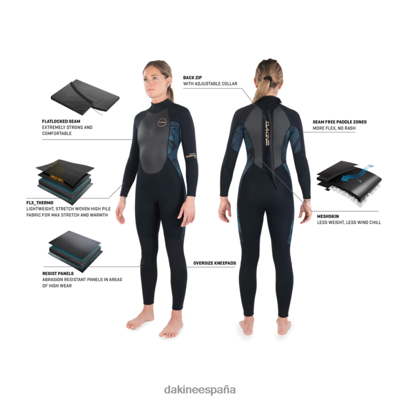 Traje de neopreno completo con cremallera trasera Quantum 3/2 mm f/l Gris oscuro Dakine mujer ropa 2VTF0X751 - Image 5