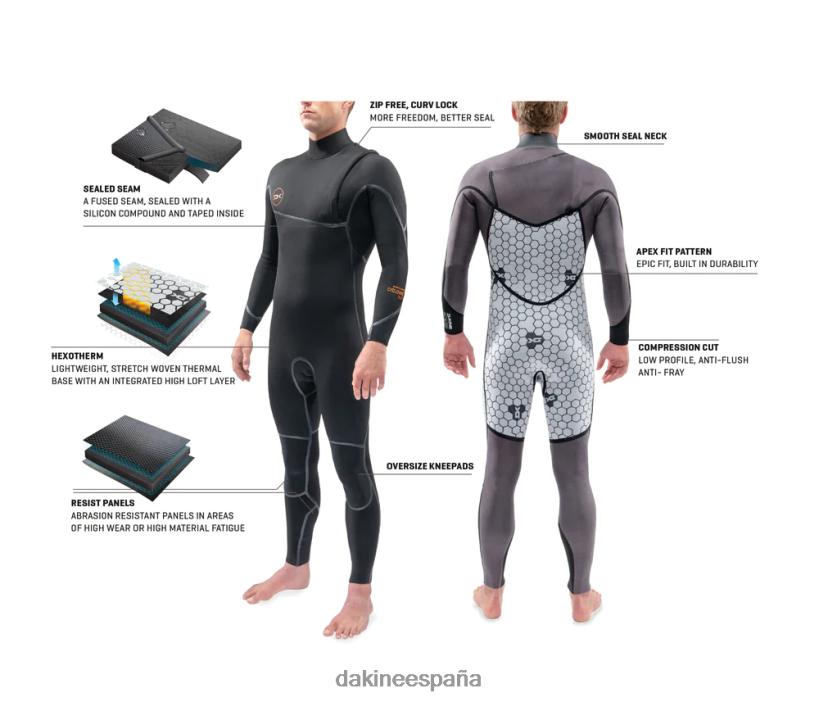 traje de neopreno completo sin cremallera cyclone 4/3mm negro - 21 Dakine hombres ropa 2VTF0X86 - Image 7